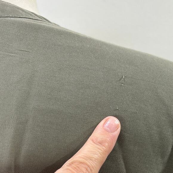 J Jill Plus Size 2X Top Button Up 100% Tencel Olive Green Roll Tab Sleeve V Neck - Picture 6 of 14